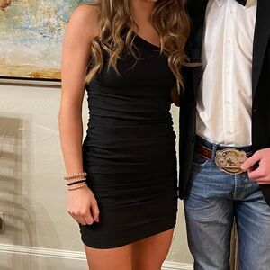 Black hello molly one shoulder dress